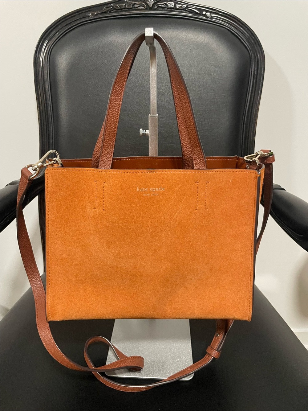 Kate Spade New York Orange Suede & Leather Tote